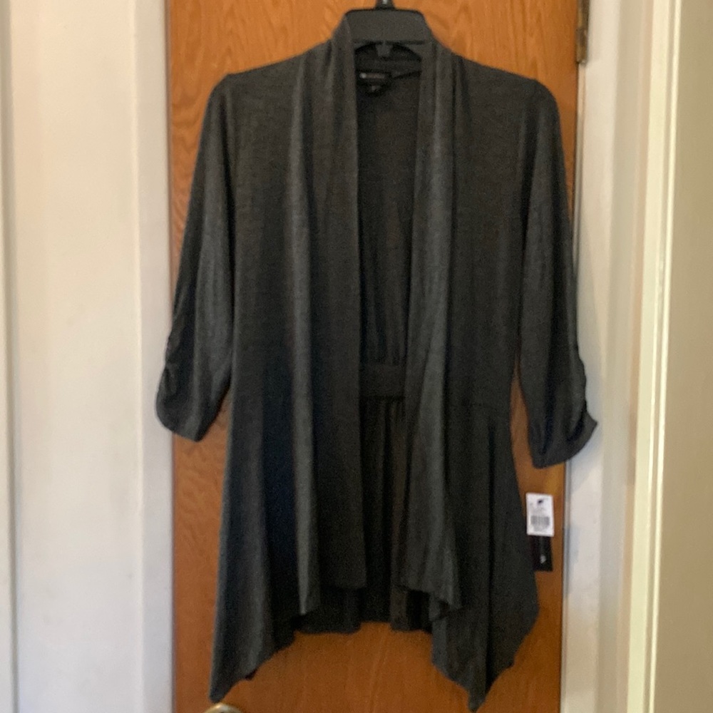 AB studio coverup lightweight jacket. Charcoal gray